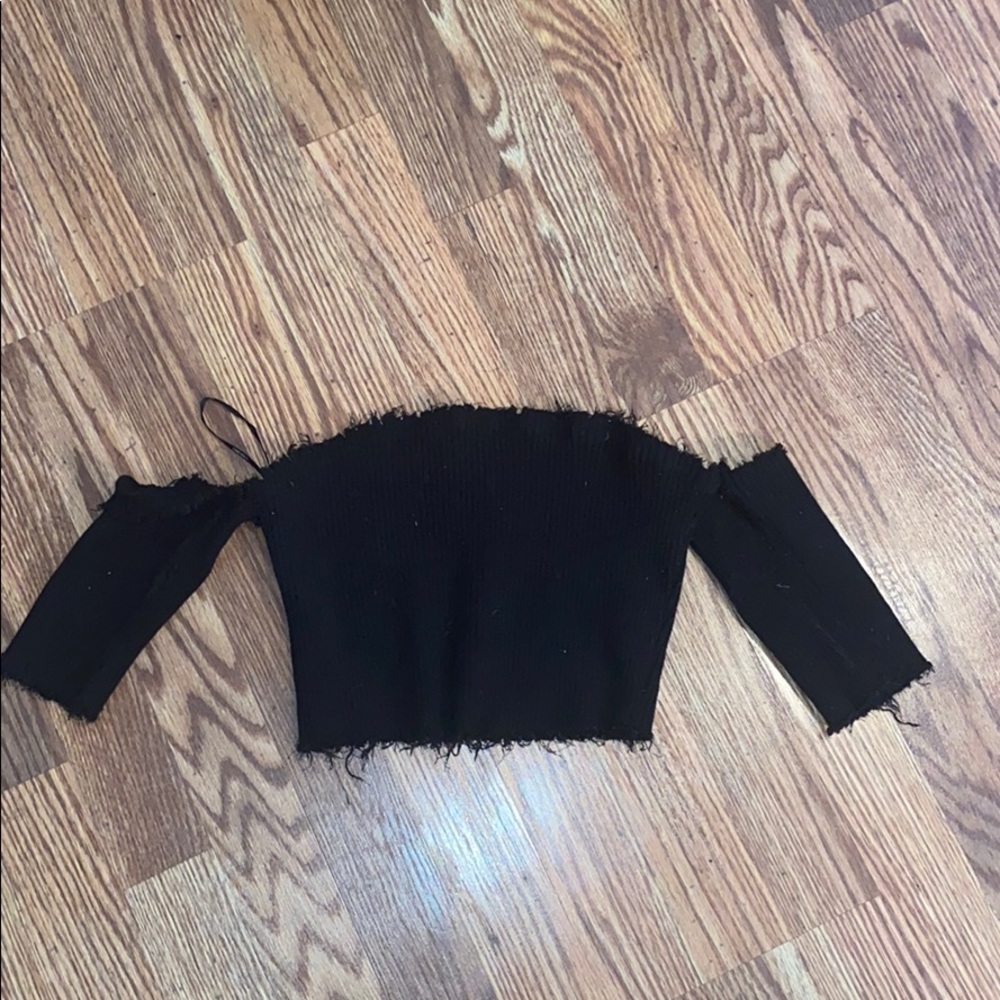 Forever 21 Ribbed Off The Shoulder Crop Top
